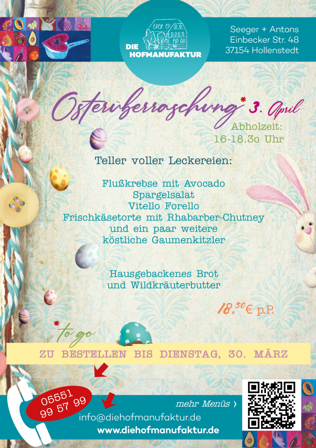 2021 osterüberraschung menü to go die hofmanufaktur northeim einbeck