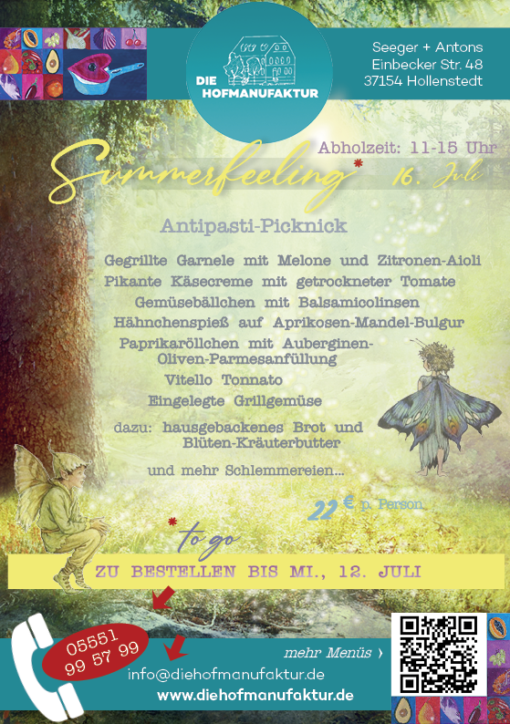 2023 summerfeeling antipasti picnic menue to go die hofmanufaktur northeim einbeck leinetal