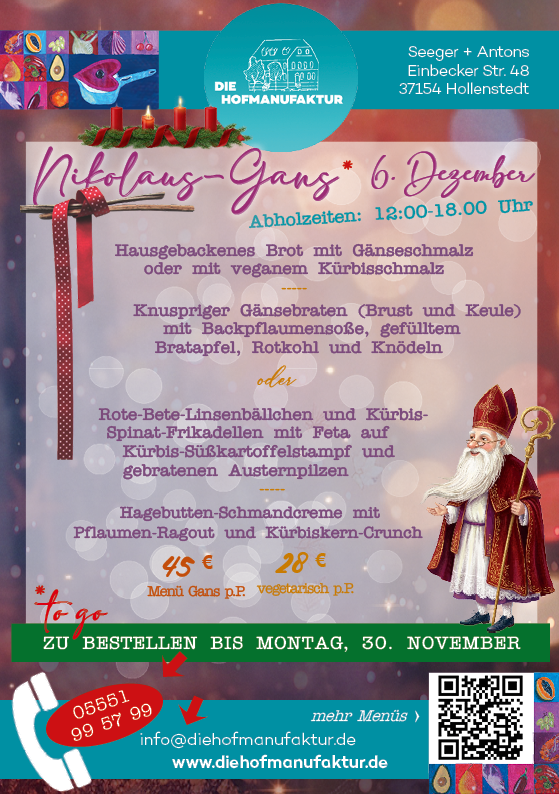 2026 nikolaus gans menue to go die hofmanufaktur northeim einbeck leinetal göttingen